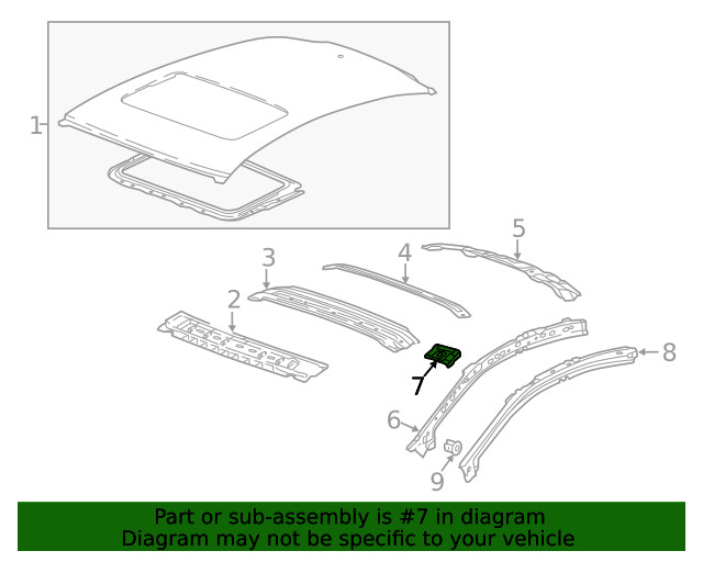 Genuine GM Passenger Side Roof Front Header Panel Extension 23205384