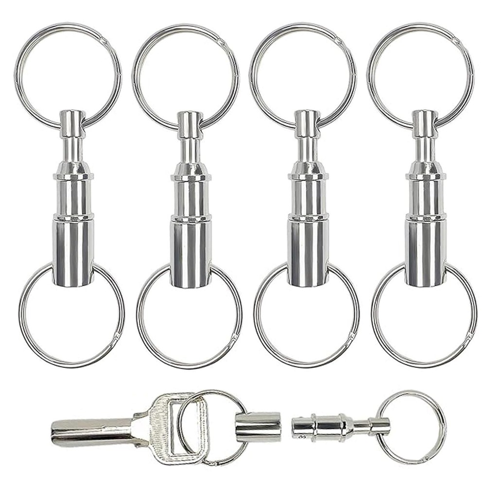 4 Pcs Quick Release Keychain-detachable Pull Apart Keychain(silver) Detachable