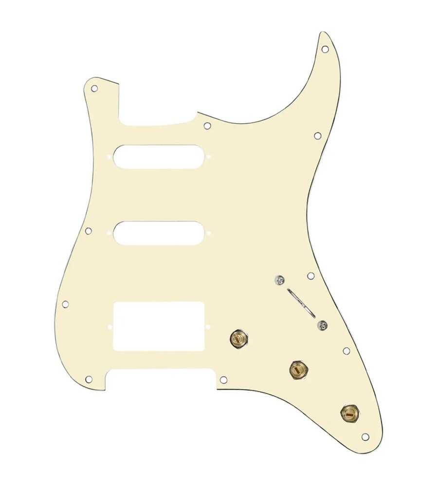 920D Custom 7 Way Pre-Wired Push/Pull HSS Strat Pickguard -  Aged White