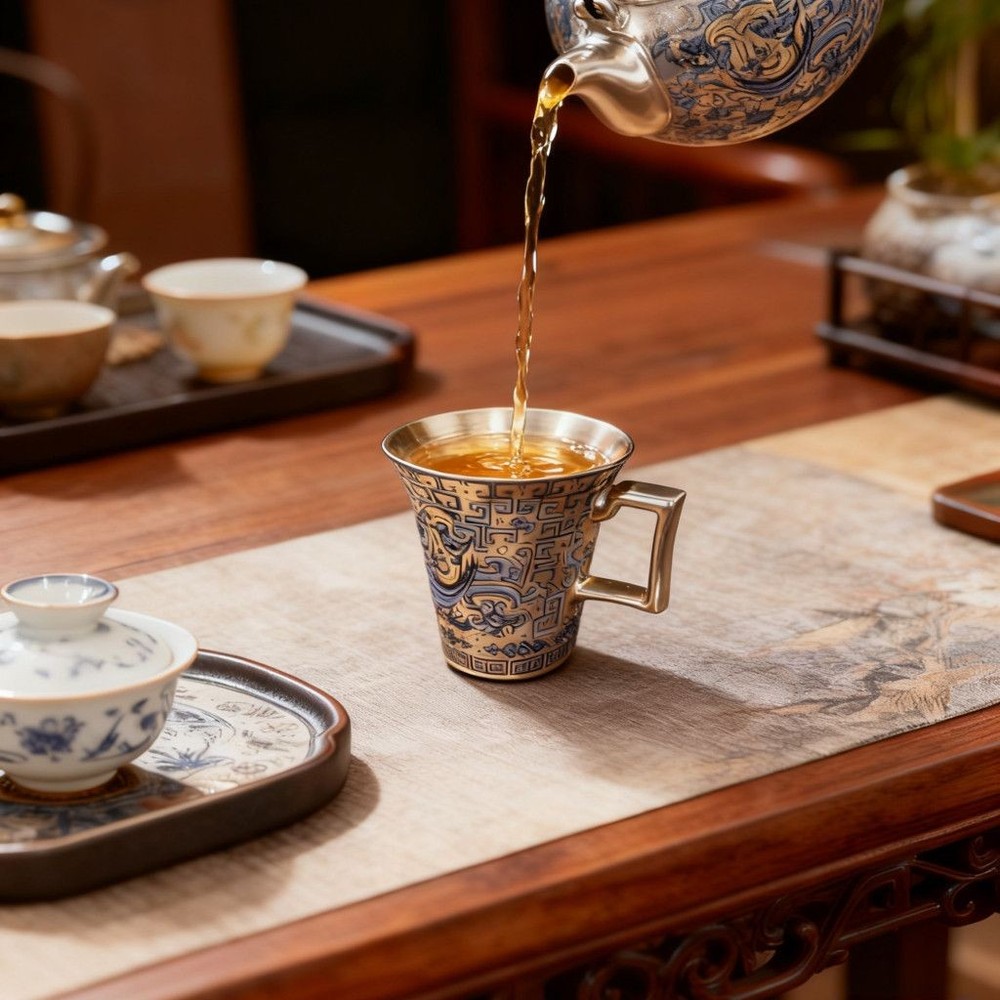 Gilt Silver Bird Ceramic Coffee Cup, 8cm 100ml, Luxury Tea Cup