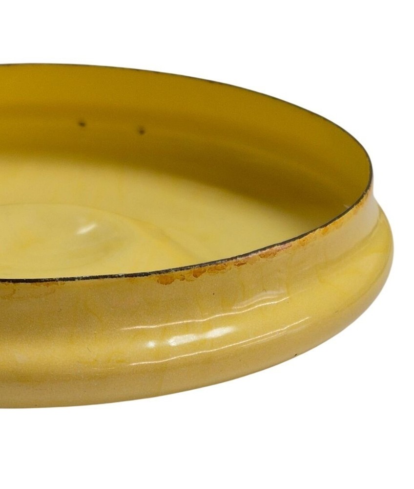 Yellow Enamelware Replacement Lid With Black Handle Rustic Farmhouse Style