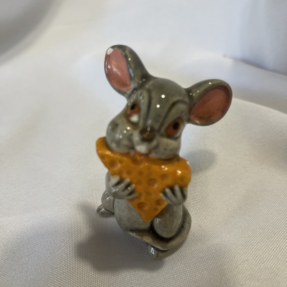 Vintage Mouse Ceramic Mouse Hand Painted Holding Cheese