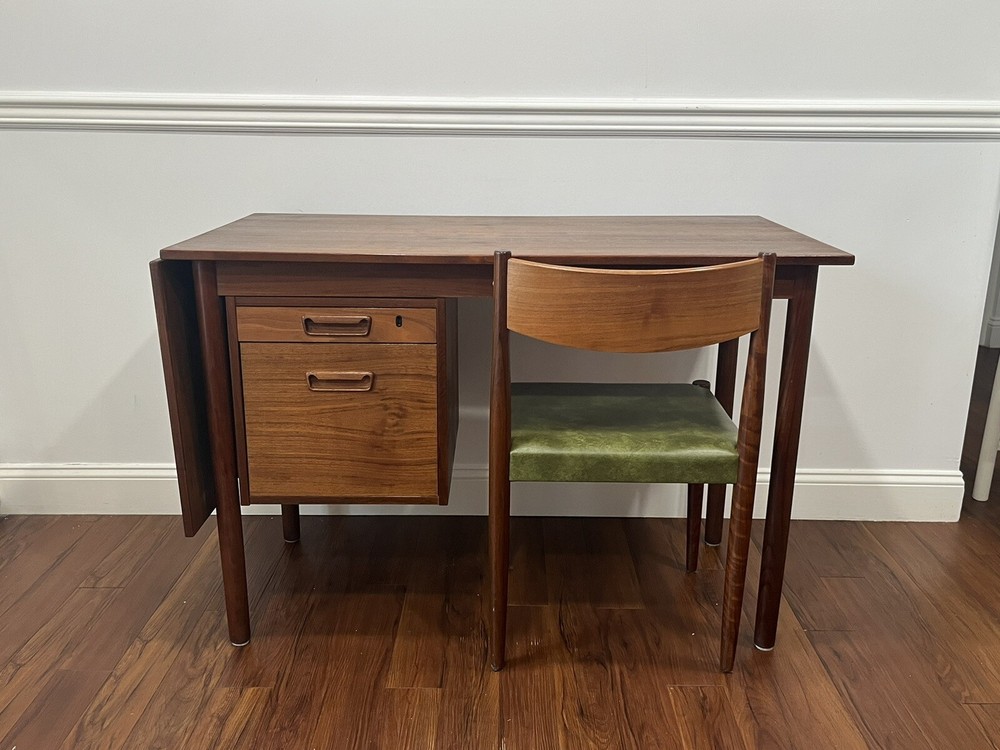 Danish Mid Century Modern Teak Drop Leaf Desk
