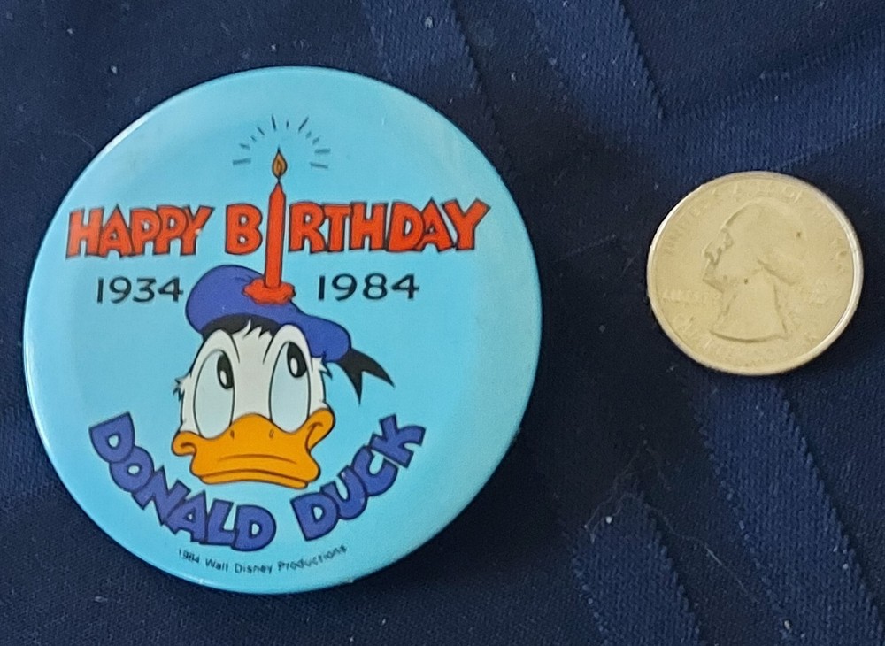 Donald Duck 1984 Birthday Pin Back Button