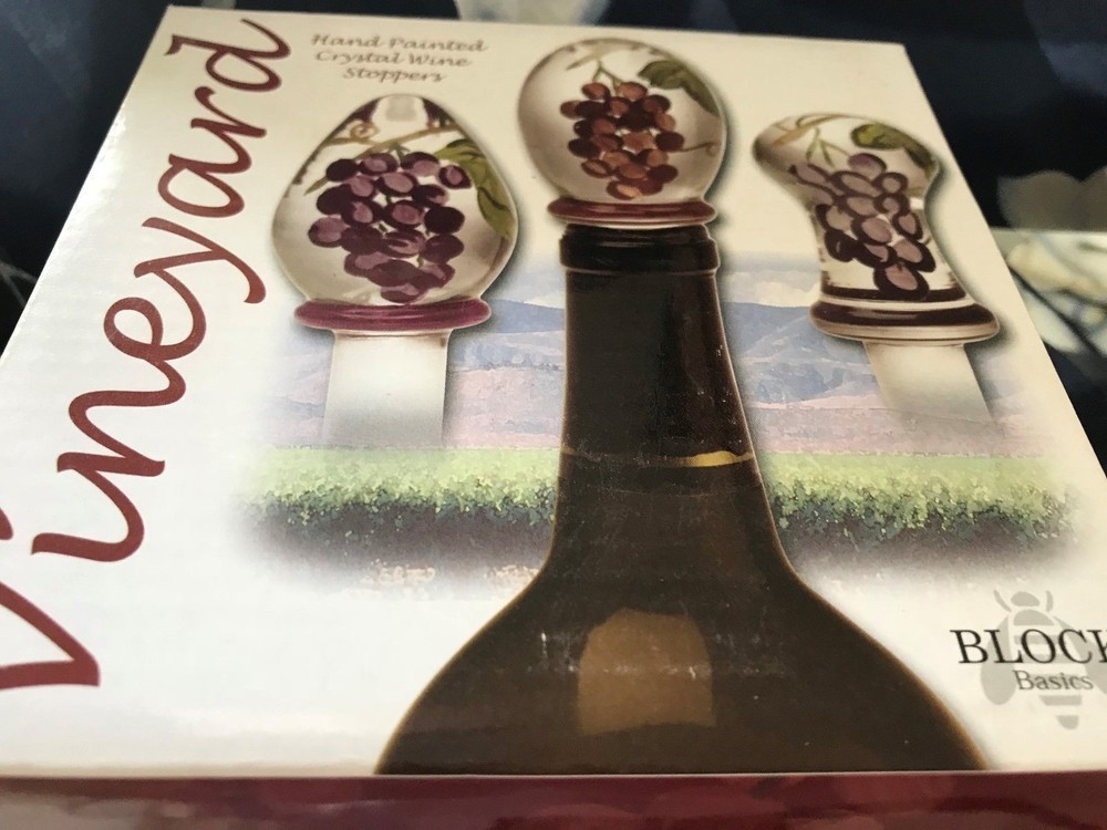 3 Crystal Handpainted Wine Stoppers (Set)
