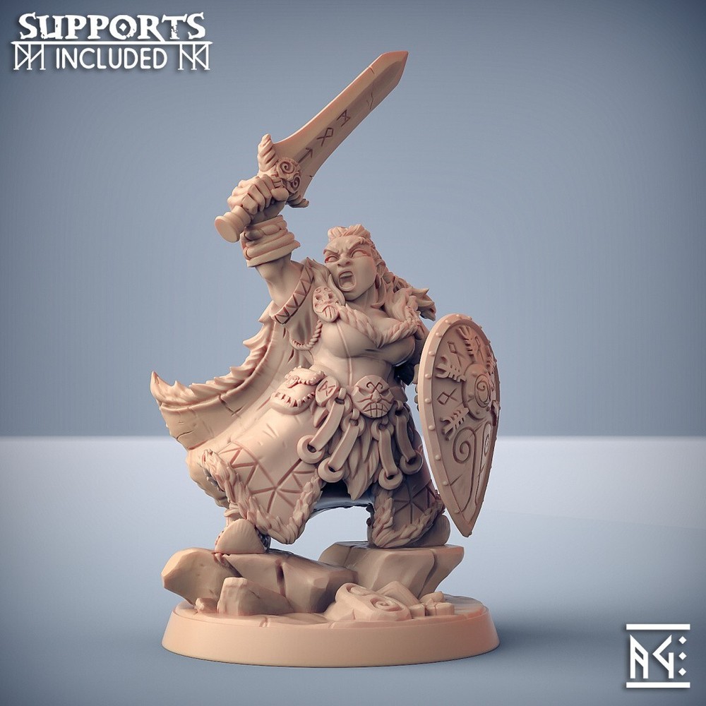 Gerta Dwarf Viking Fighter Barbarian Miniature | D&D DnD |