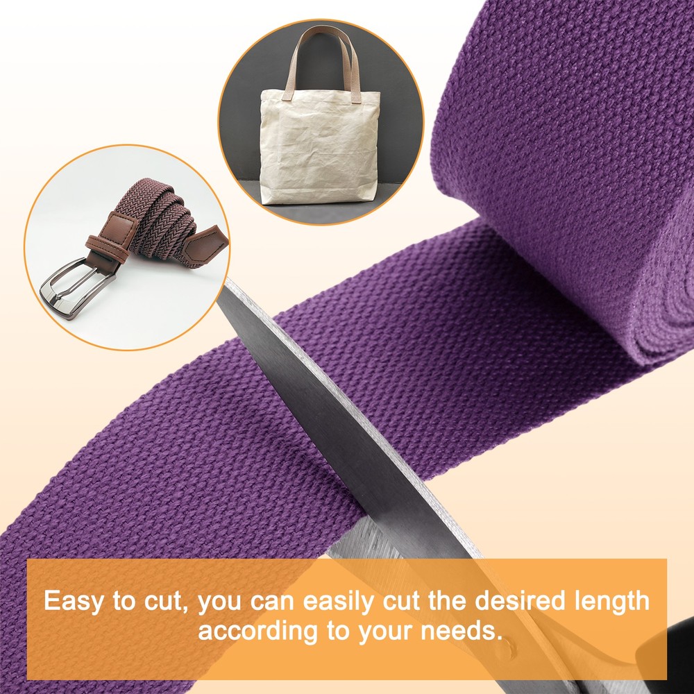 Cotton Webbing 2 Inch 11 Yard Polyester Cotton Webbing Strap, Purple