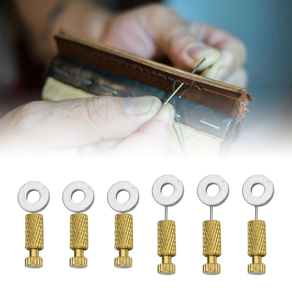 6x Leather Positioning Pins Leather Stitching Tools Practical Brass Fixed Seam