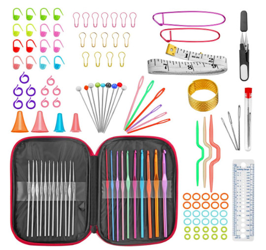 100-Piece Crochet Hook and Knitting Tool Set with Accessories