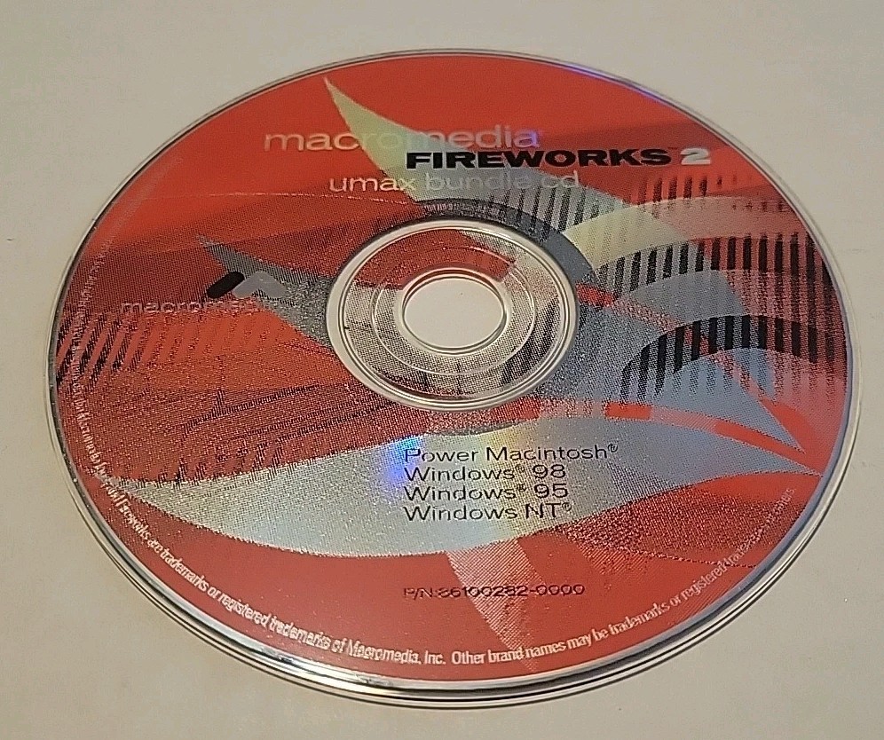 Macromedia Fireworks 2 CD-Rom Software Macintosh Windows 98 95 NT - Loose Disc