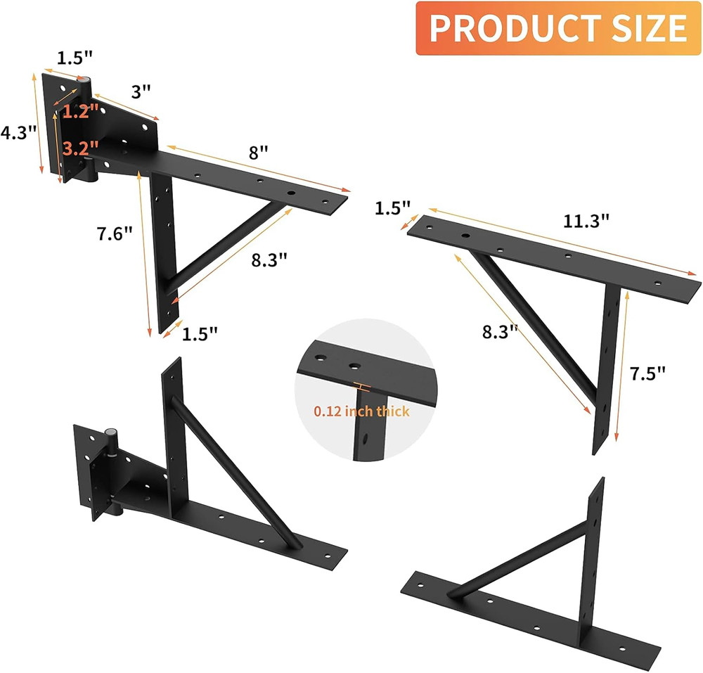 Gate Corner Brace Bracket Heavy Duty Adjustable No Sag Kit Durable Solid Iron fo