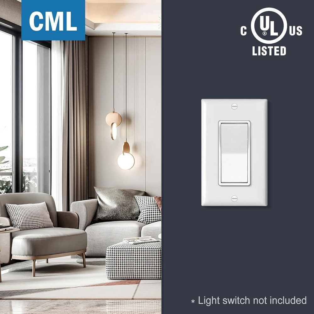 CML Decorator Wall Plates, 50 Pack Electrical 1-Gang 50 Pack, Gloss White