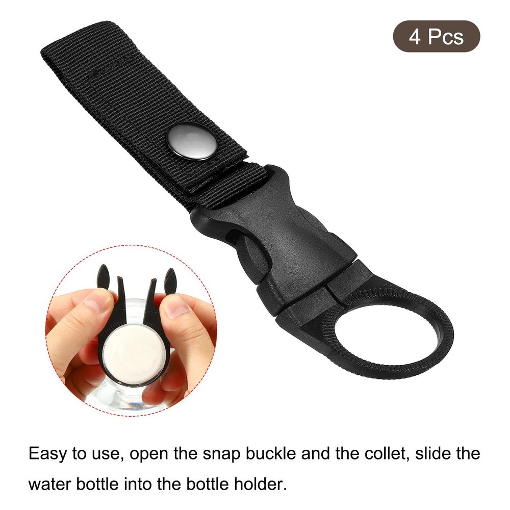 Bottle Hanging Buckle for Backpack Belt Black 4 Pack