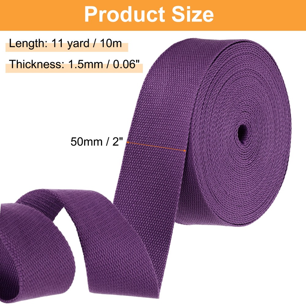 Cotton Webbing 2 Inch 11 Yard Polyester Cotton Webbing Strap, Purple