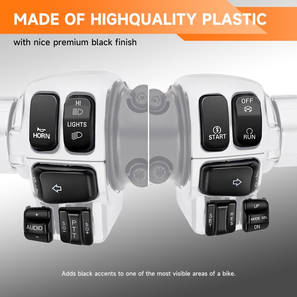 Black Handlebar Control Switch Housing Cover Switch Cap Buttons For Harley 96-13