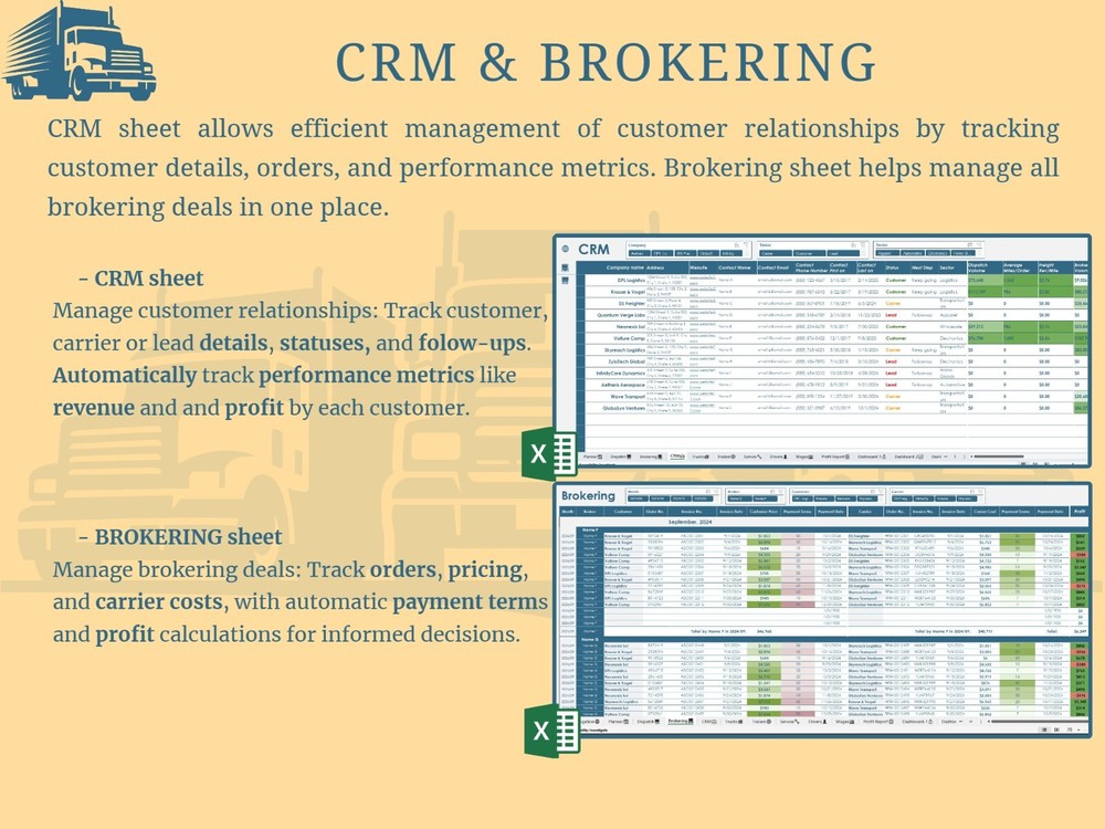 Trucking Operations Management Workbook & Power BI Analytics (Imperial)