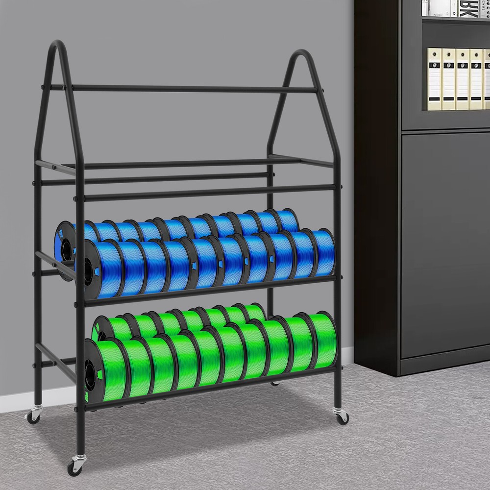 4 Tier Rolling Printer Filament Storage Rack, Filament Spool Holder with Wheels