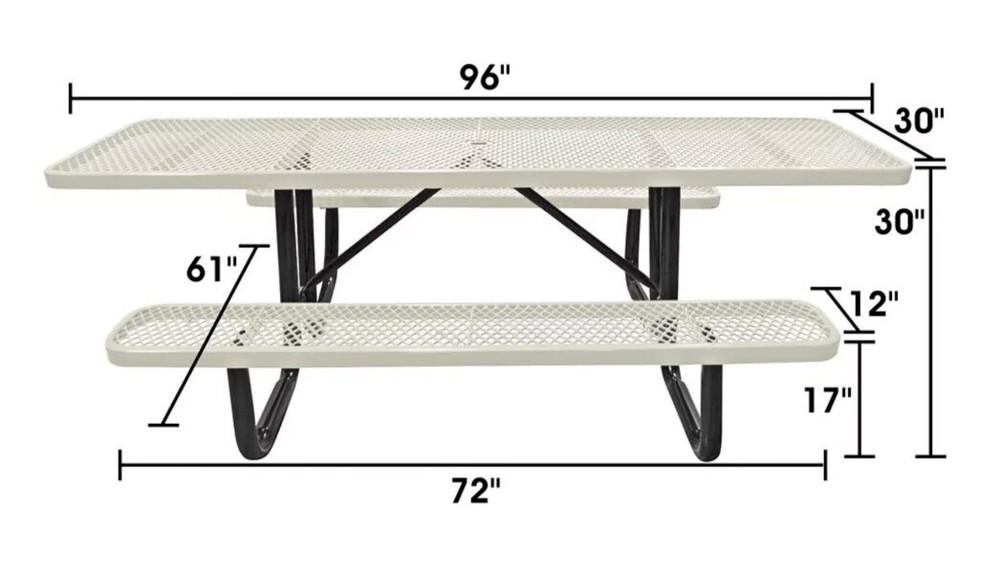 PICNIC TABLE Commercial - ADA Wheelchair Accessible - 8 Ft Rectangular