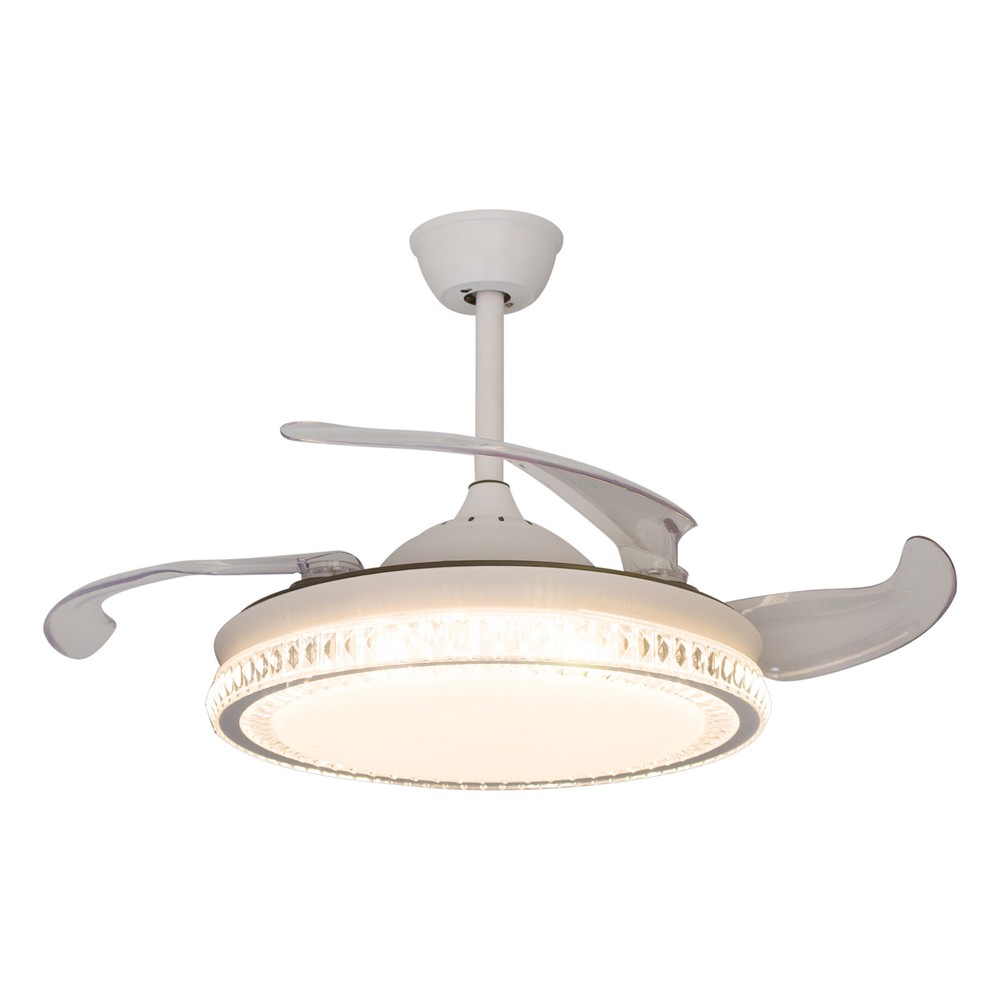 42" Modern 3Color Light Ceiling Light w/Fan Remote Control Retractable Blades