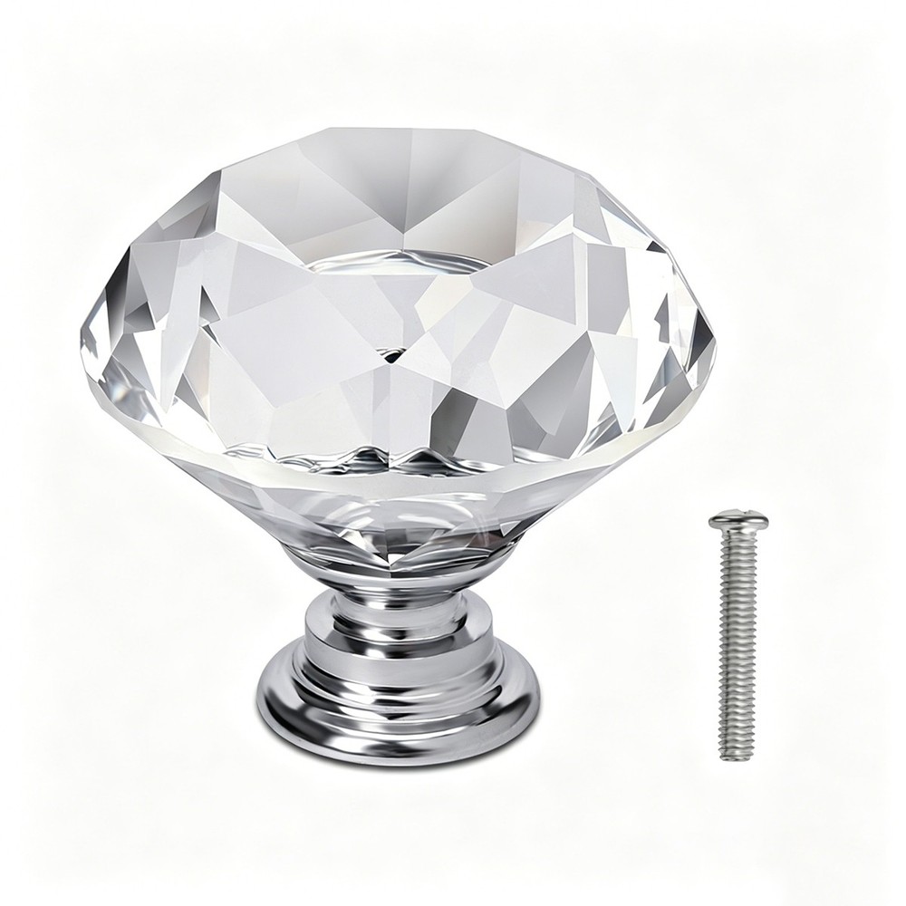 5-100pcs Crystal Glass Knobs Diamond Drawer Pulls Kitchen Bathroom Cabinet