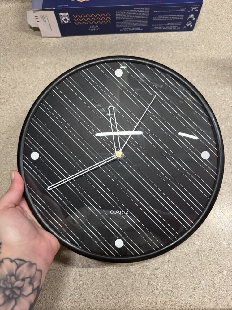 Postmodern Diagonal Pin Stripe Wall Clock by Baker Hart & Stuart
