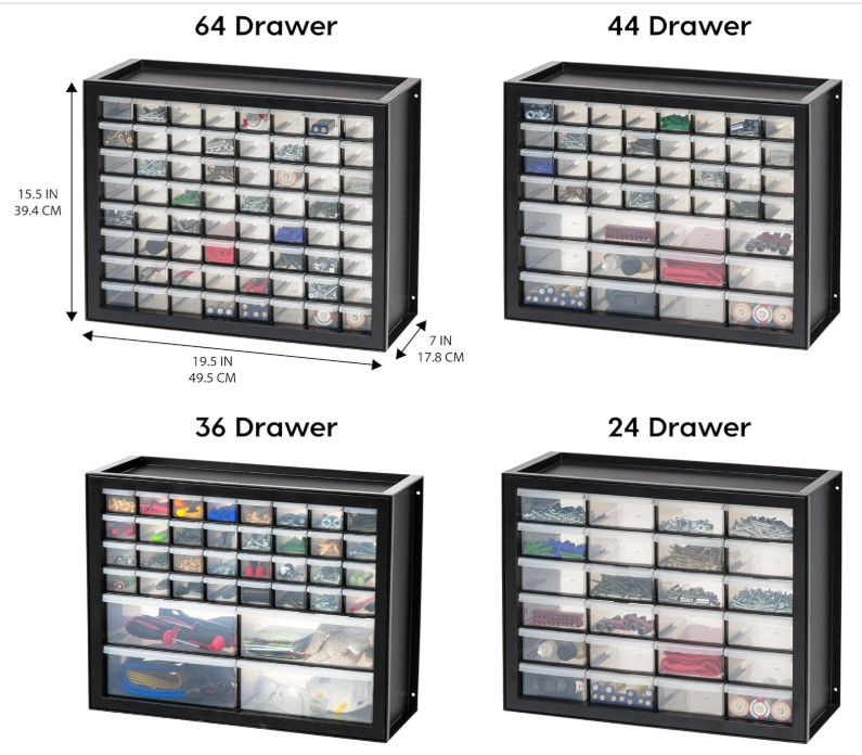 Stackable 44 Drawer Screw Organizer Cabinet for Tools, Beads & Electronics