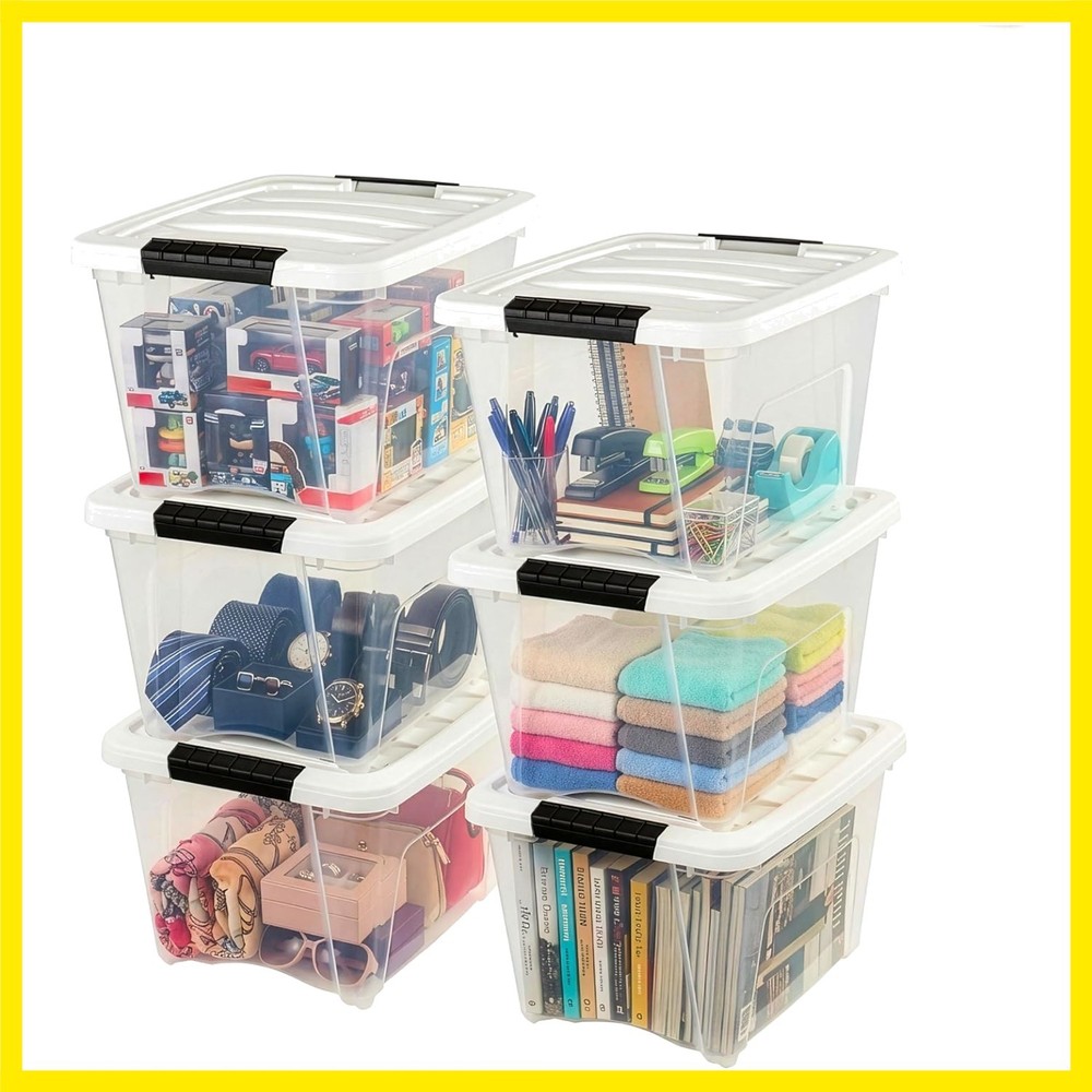 19 Qt Stackable Plastic Storage Bins with Lids, 6 Pack - BPA-Free,  - See-Thr...