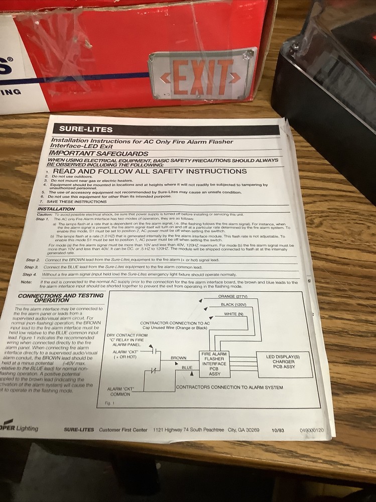 Cooper XB1WP/UX61RBK Exit/Emergency sign