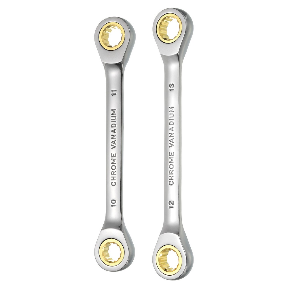 1 Set Double Box End Ratchet Wrench 10X11mm / 12X13mm 72 Tooth Ratchet Spanner