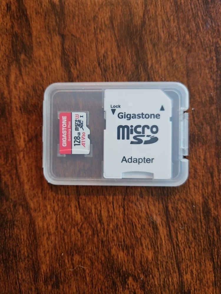 Gigastone Gaming Plus 128GB MicroSD Memory Card & adapter In Case