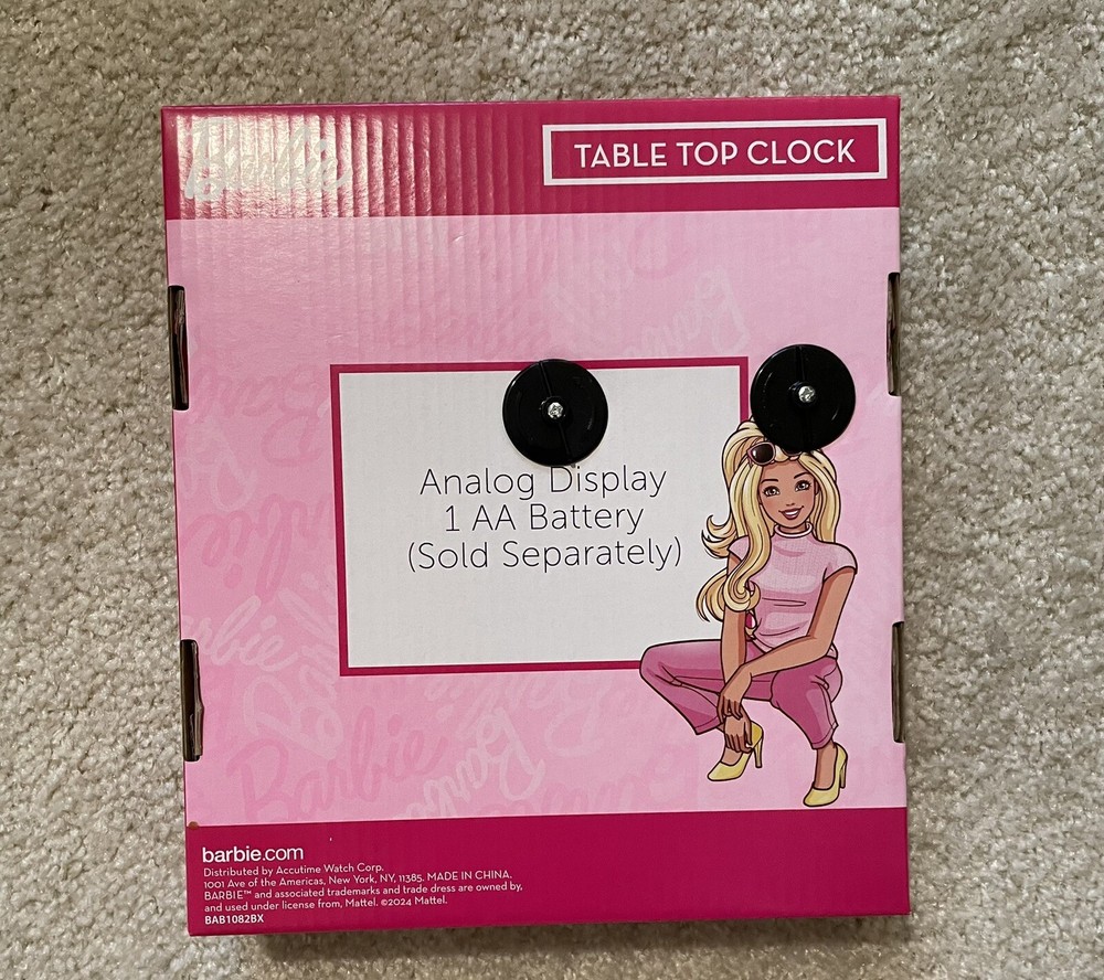 Mattel Barbie Hot Pink Table Top Clock NRFB
