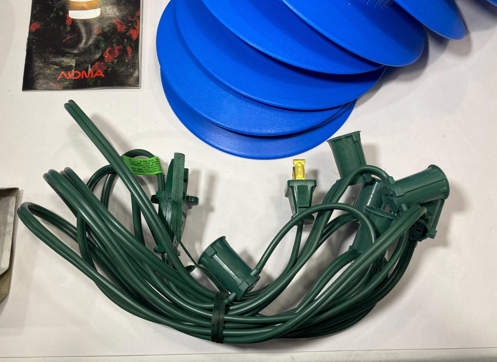 Noma Moonrays Patio Lantern String Lights 6 Light Blue Vintage Set