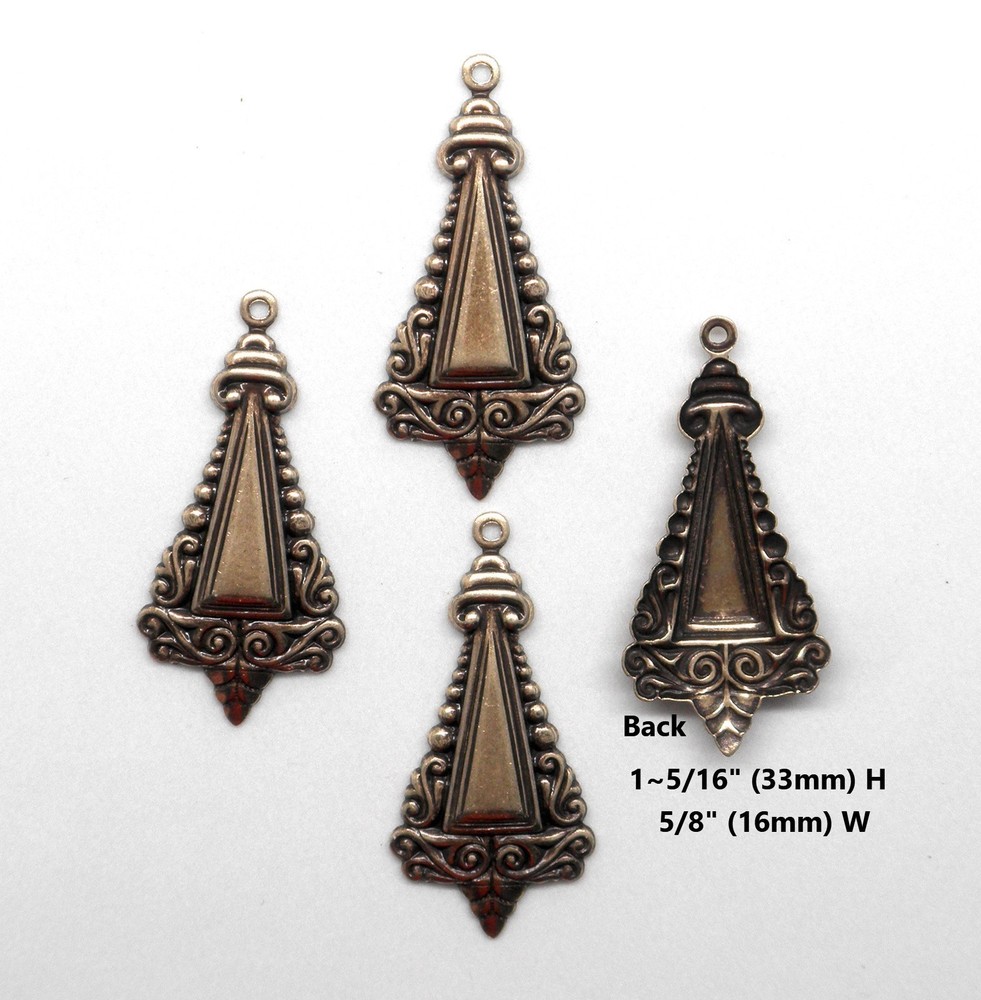 #0201 ANTIQUED GOLD BORDERED DROP W/TOP HANG RING - 4 Pcs