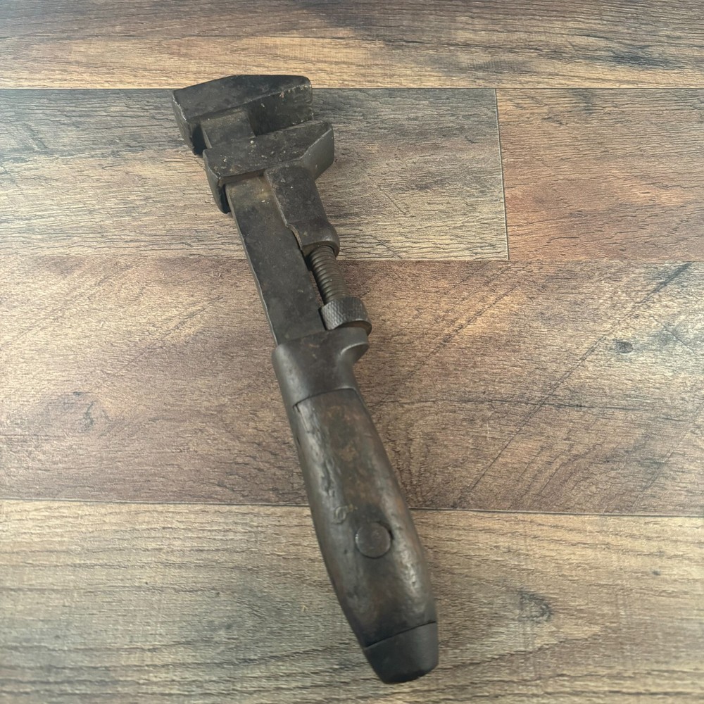 Antique 12" Long Monkey Pipe Wrench Wooden Handle