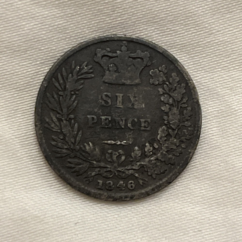 Silver coin six pence 1846 Great Britain B13