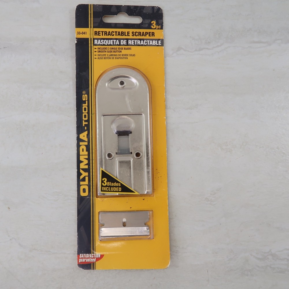 Olympia Tools 33-041 Silver Retractable Razor Scraper Set with Single Edge Blade