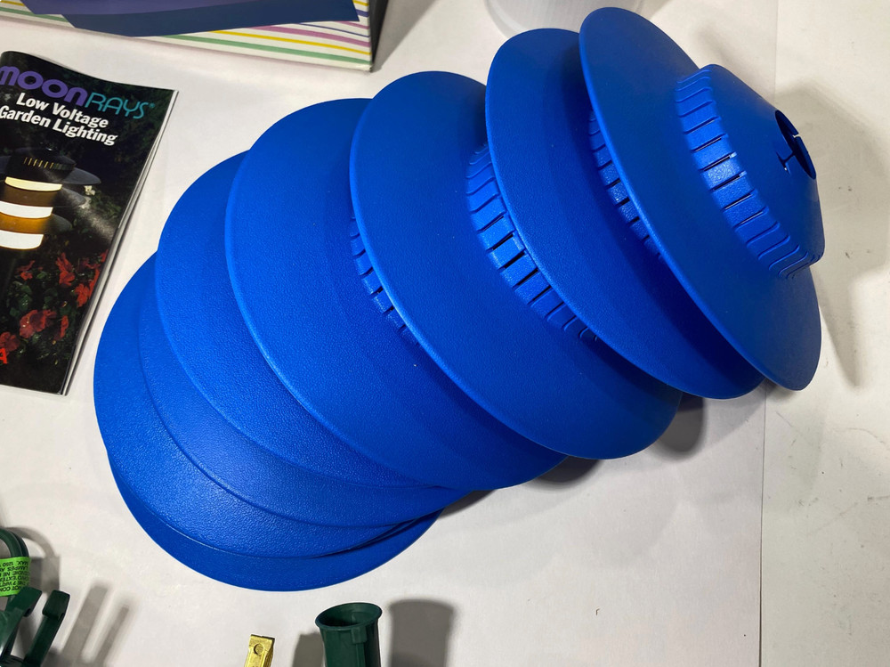 Noma Moonrays Patio Lantern String Lights 6 Light Blue Vintage Set