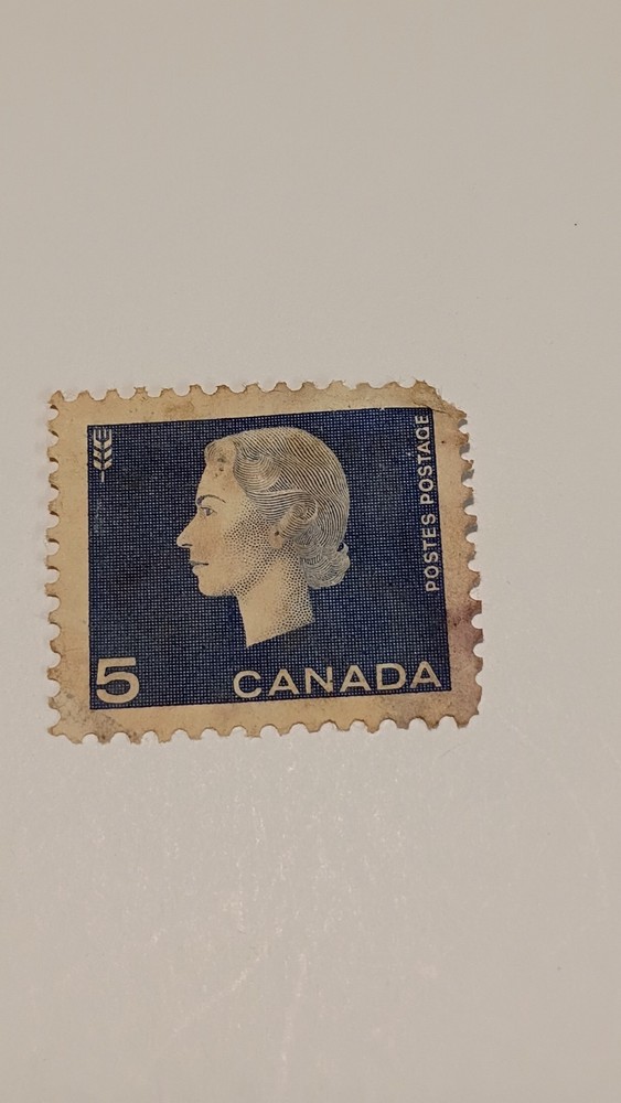 Canada Postage Queen Elizabeth II Blue 5 Cent Stamp