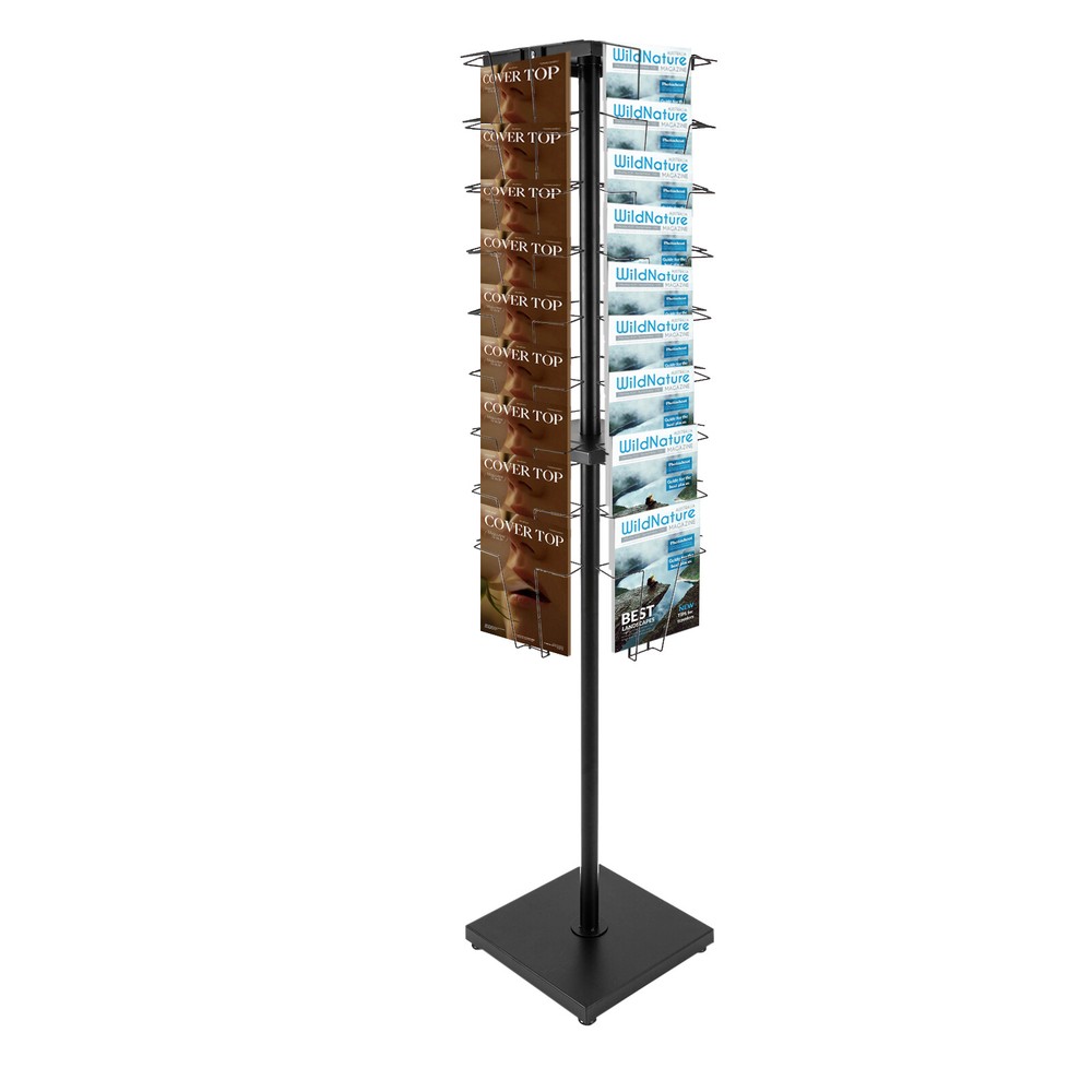 Rotating Holders 36 Pockets Floor Mount Brochure Organizer Display Stands Black