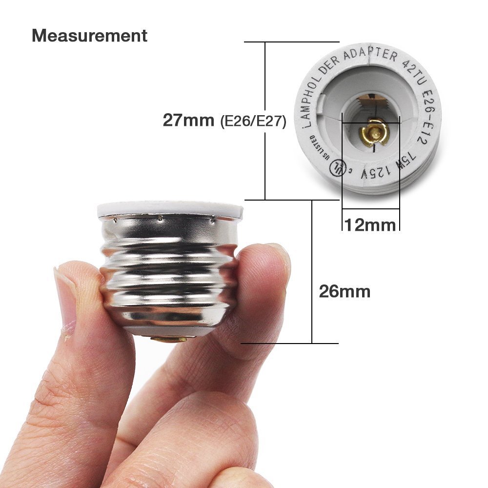 E26 to E12 Adapter Medium Screw to Candelabra Socket Bulb Base Converter