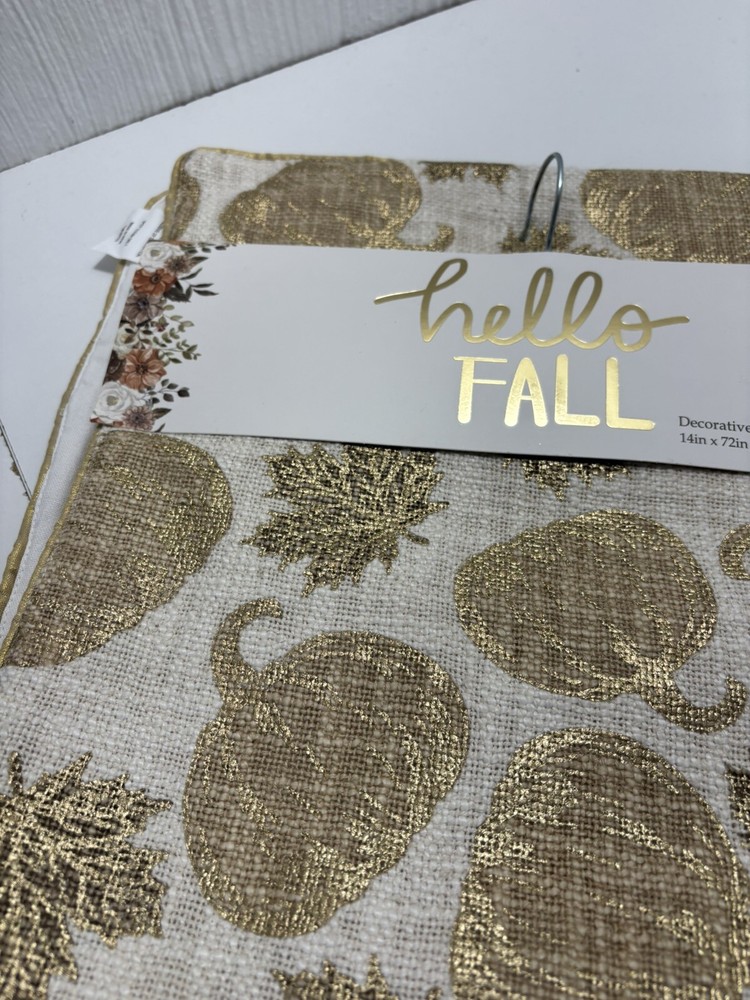 Mireille Designs Fall Table Runner Pumpkin Leaves 14” X 72” New NWT