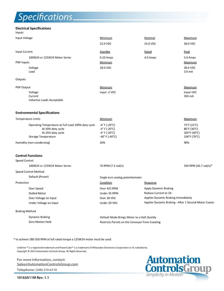 110163 BMC-2 Automation Controls Group Unidrive Basic Motor Control Module