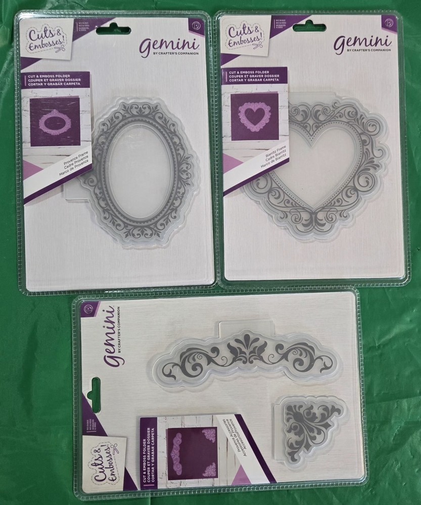 Gemini Cut & Emboss Embossing Folder Provence & Biarritz Frame Heart Oval Access