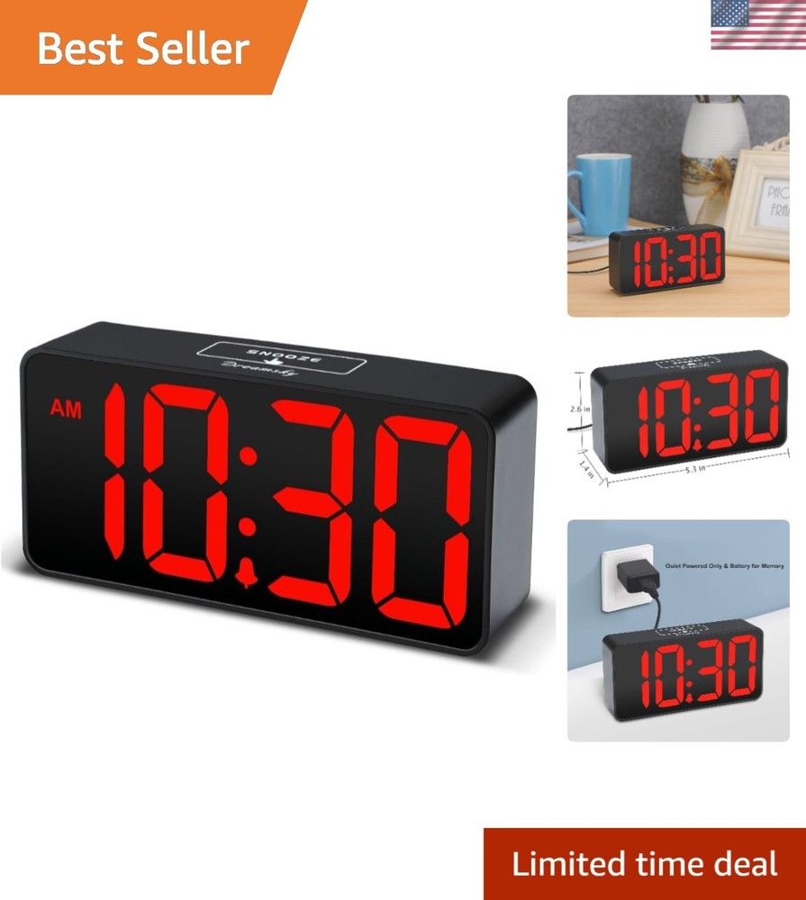 User-Friendly Digital Clock with Jumbo Numbers, USB Charging & Adjustable Volume