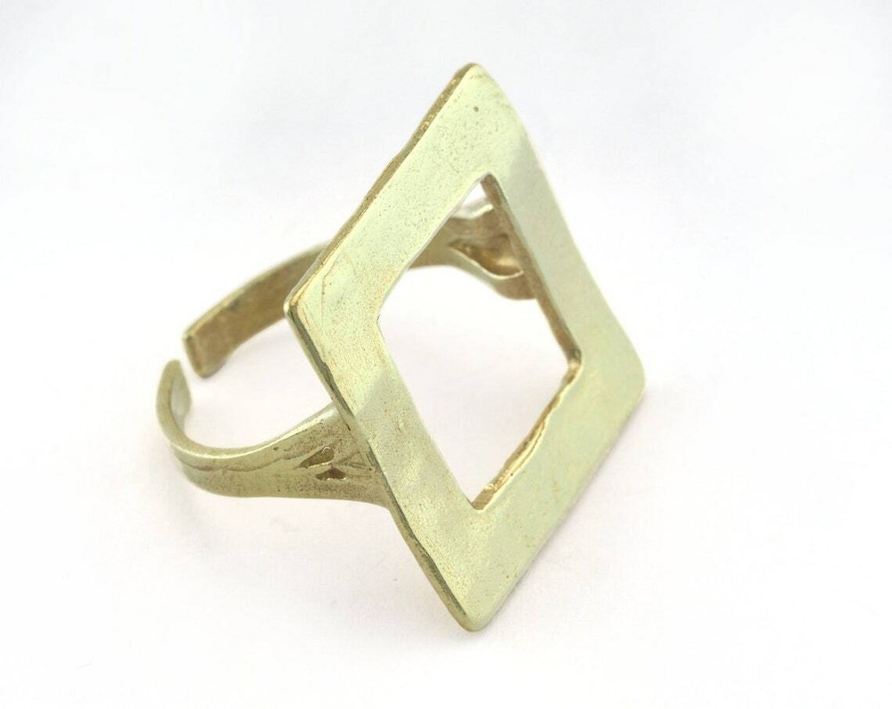 Square Ring Adjustable Raw brass (21mm 11US inner size) 3266