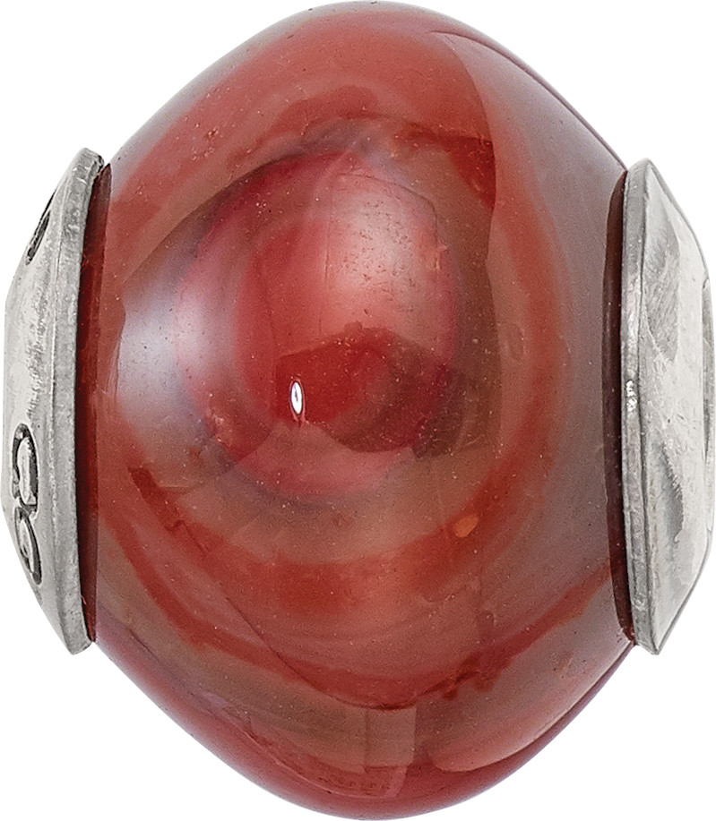 Silver Reflections Red Brown Agate Stone Bead QRS1685