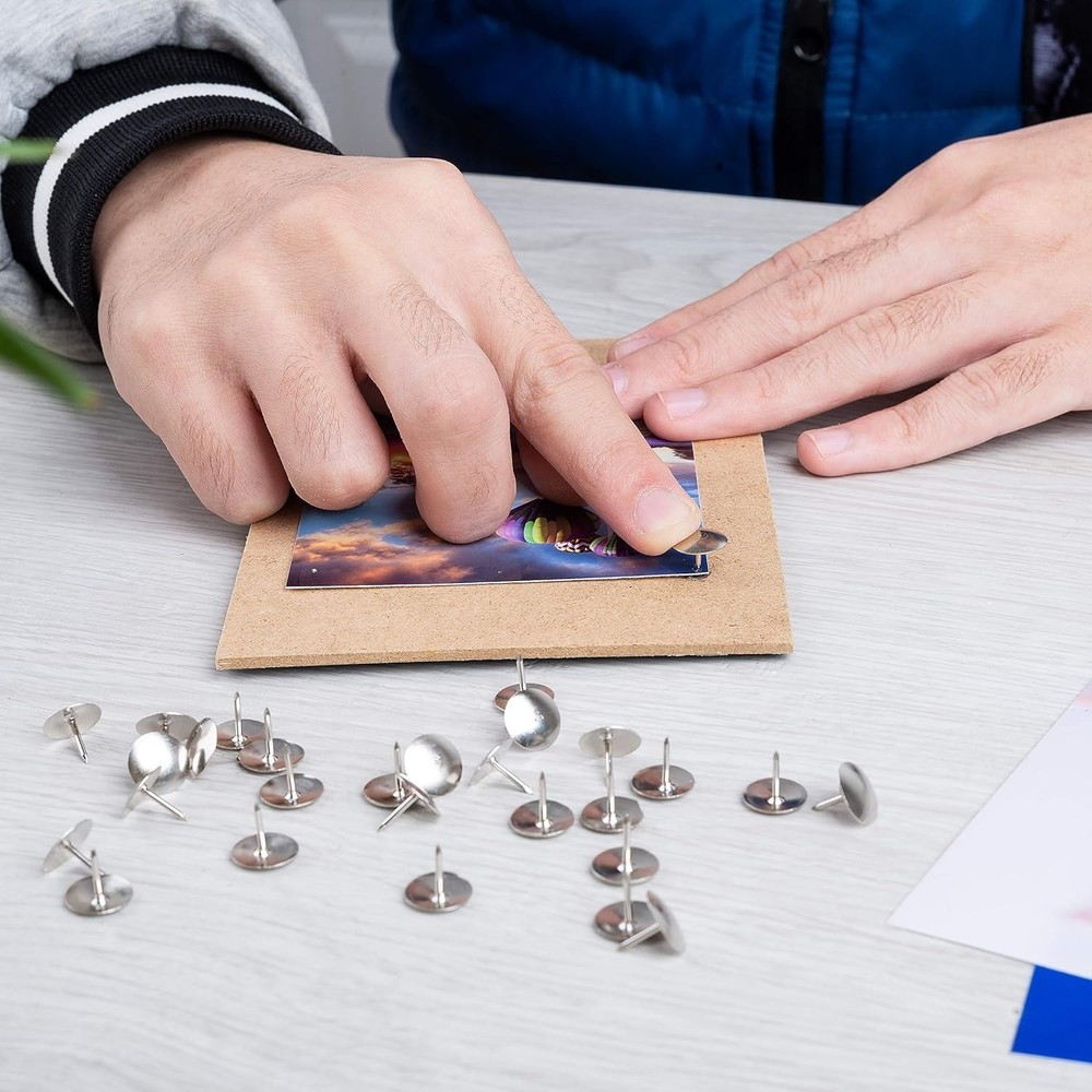 500 Pack Silver Thumb Tacks - Durable Flat Push Pins for Office & Home