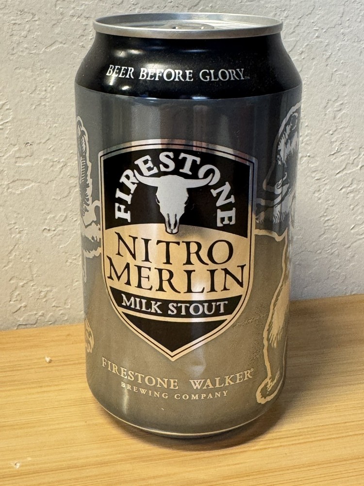 Firestone Nitro Merlin Milk Stout - Empty Beer Can - Bottom Opened