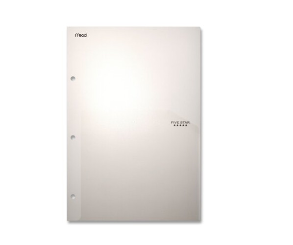 3 Five Star DuraShield Antimicrobial Partition Folder Clear with 2 Pockets NEW