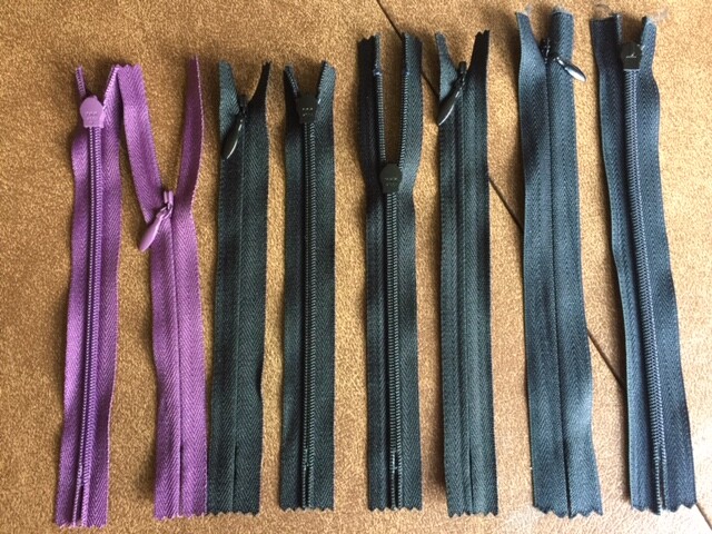 YKK Black Close-End Zipper, Teardrop Pull, Plastic Teeth, 6" + longer, 3 zippers